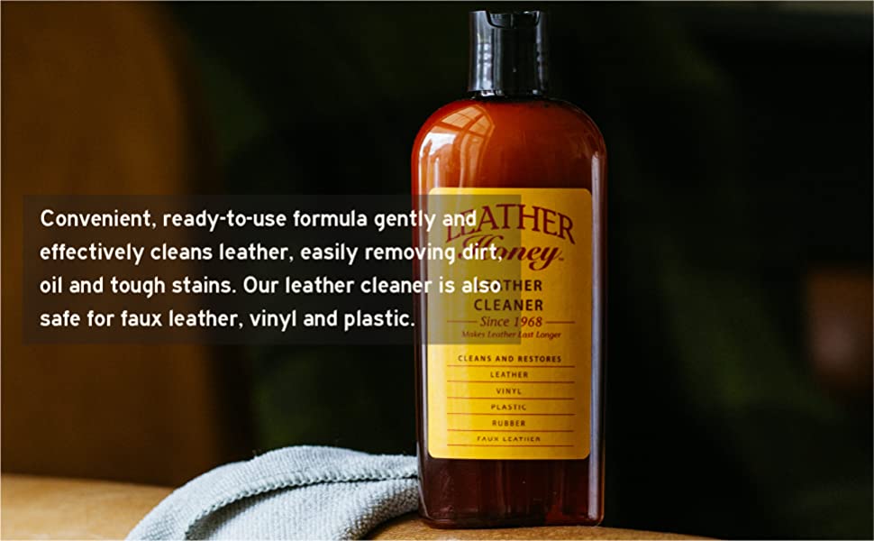 concentrated formula gently and effectively cleans leather, safe for faux leather, vinyl, plastic