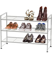 SimpleHouseware 3-Tier Shoes Rack Storage Stackable Shelf, Silver