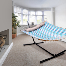 Ohuhu Double Hammock with 12.8 FT Hammock Stand, 55" x 75" Quilted Fabric Hammock Swing
