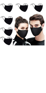 6 Pack Black Face Mask Reusable 