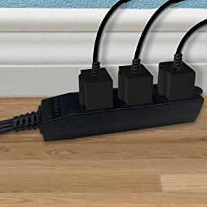 3 Grounded outlets plugged in space saver convenience extension cord extends your outlets closer