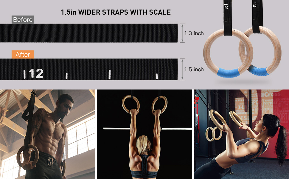 Wood Gymnastic Rings Perfect for Cross-Training Workouts, Gymnastics and Conditioning