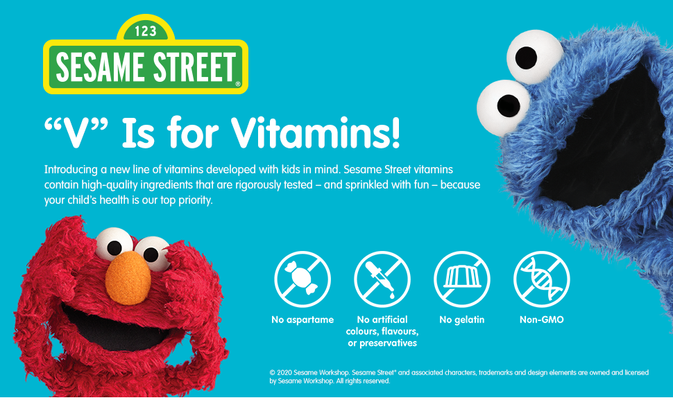 Cookie Monster and Elmo introduce Sesame Street Vitamins