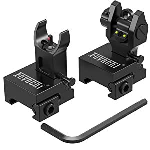 Iron Sights Flip Up Front and Rear Sites with Red and Green Dot Picatinny Backup Sight Set 