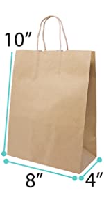 Brown paper bag that measures 8?? x 4?? x 10??