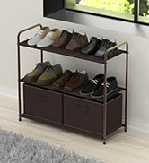 SimpleHouseware 3-Tier Closet Storage Organizer Units with 2 Drawers, Brown