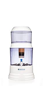 Santevia Alkaline Gravity Water System, designed to sit on the countertop