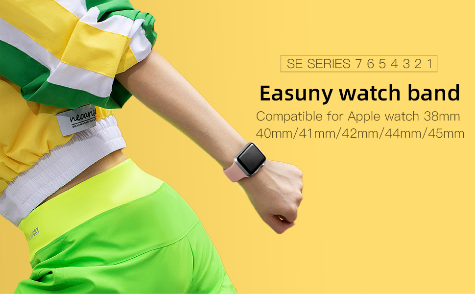 Easuny for Apple Watch Band 38mm 40mm 41mm Women - Sport SiliconeStrap for iWatch Bands SE