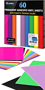 kassa permanent adhesive vinyl sheets multi color for indoor outdoor projects craft designs pack