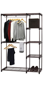 Freestanding Clothes Garment Organizer Closet, Bronze