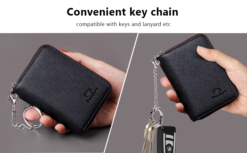 FurArt Zipper Credit Card Case Wallet, RFID Blocking, Extra Key Chain, 15/16 Slots