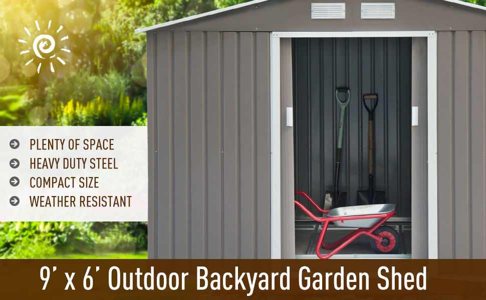 Garden Storage Shed w/Floor Foundation Outdoor Patio Yard Metal Tool Storage House 