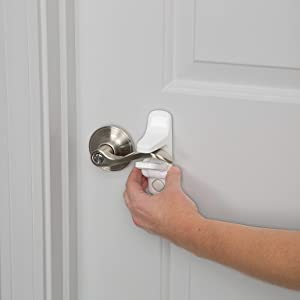 Home Safety, child safety products, childproofing, OutSmart Lever Handle Lock, decoy button