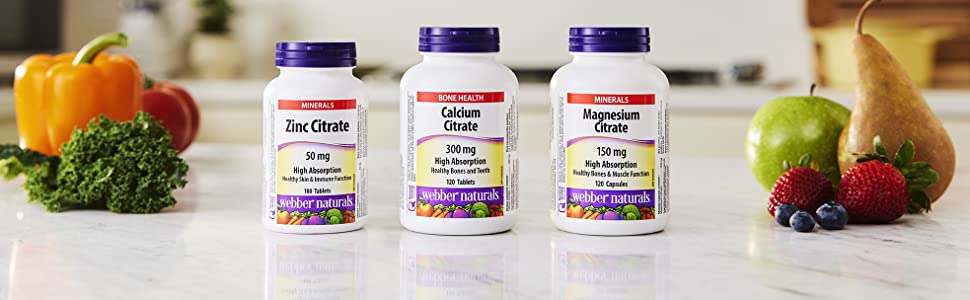 webber naturals magnesium citrate bisglycinate calcium bone health muscle function sleep 