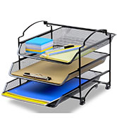 SimpleHouseware Letter Trays Stackable 3 Tier Desktop Document Paper Tray Organizer, Black