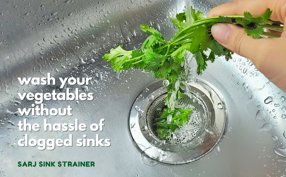 the Sarj Sink strainer allows you to wash vegetables in peace