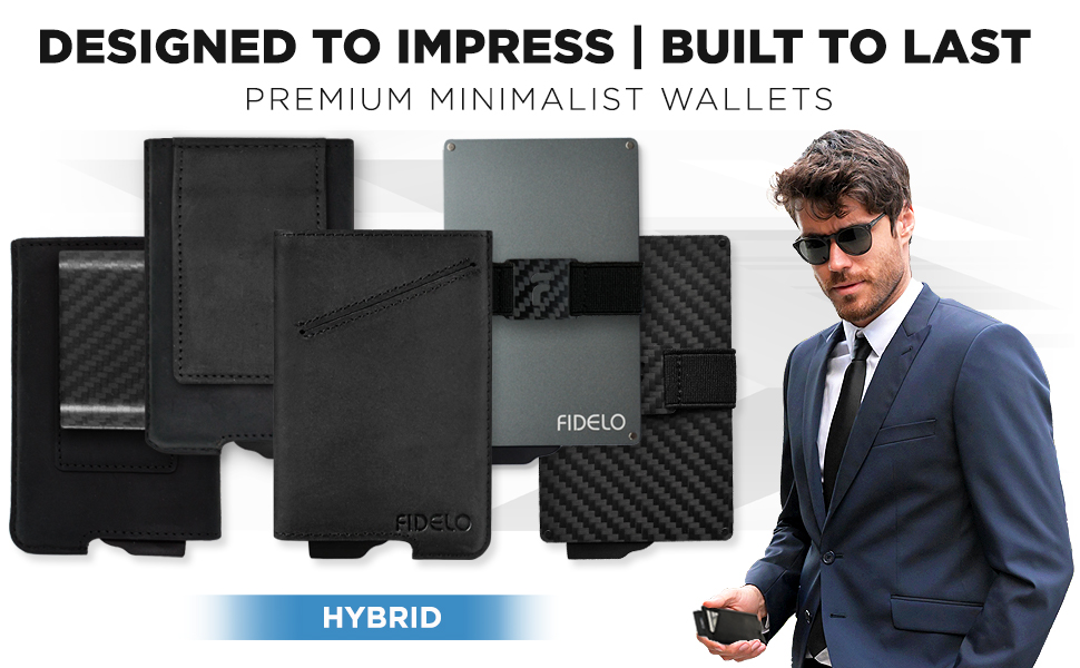 fidelo minimalist wallet for men carbon fiber aluminum slim rfid metal credit card holder money clip