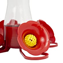 hummingbird feeder, pinch waist feeder, red feeder, glass hummingbird feeder, bee guards