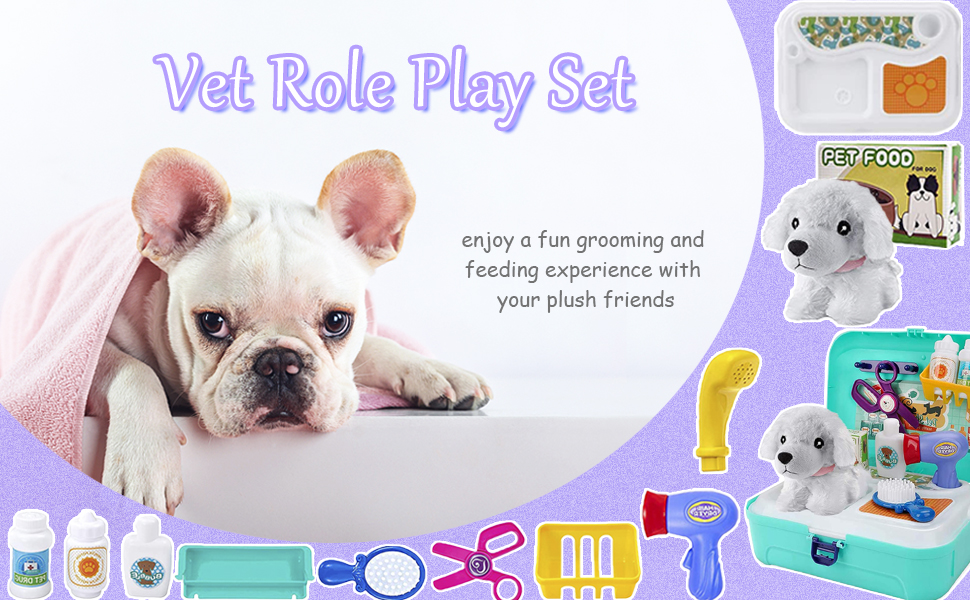 16Pcs Pet Care Play Set Vet Dog Grooming Toys