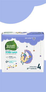 Seventh Generation Free & Clear Overnight Baby Diapers Size 4 for babies.