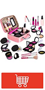 Kids Pretend Makeup Kit for Girl (Pink)