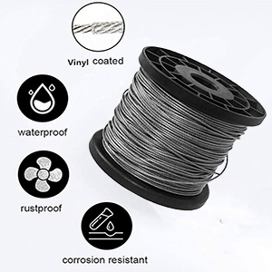 Vinyl coated 304 stainless steel wire rope