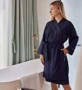 DaysU Waffle Robe Lightweight Mid-length, Kimono Style Bathrobe for Bath and Spa, 1 Piece