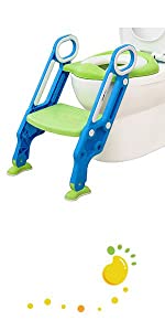 Potty Training Toilet Seat with Ladder Green