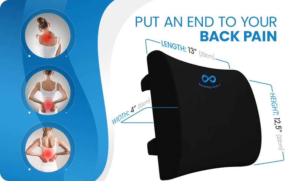 Lumbar support for desk chair targets the upper, middle, and lower back to relieve pain 