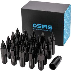 OSIAS 20PCS M12X1.5 Racing Wheel 60MM Lug Nuts With Socket Key For Honda Black 