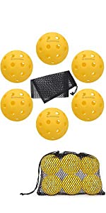 Outdoor Pickleball Balls 6 Pack with Mesh Ball Bag