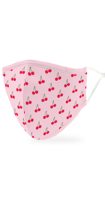 Kid's Reusable, Washable Cloth Face Mask With Filter Pocket - Cheery Cherry
