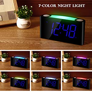 alarm clock with 7-color night light