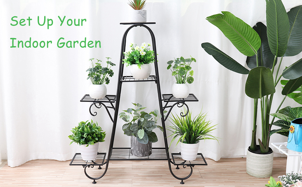 7 Potted metal plant shelf