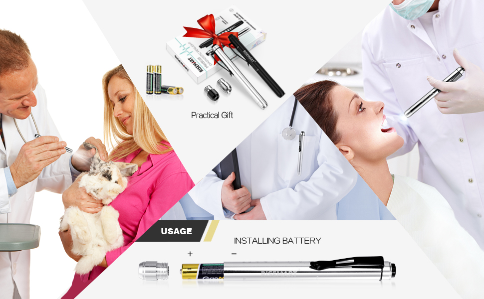 pen light penlight nurse medical nursing pupil gauge led light AAA reusable Torch pocket battery