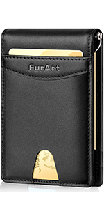 FurArt Slim Leather Bifold Wallet with Money Clip