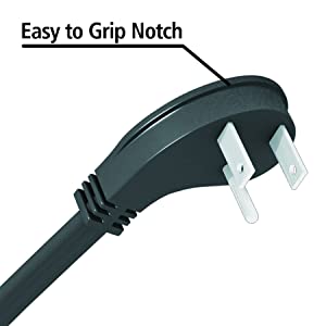 Easy to grip notch allows you to remove the the plug from the outlet easily notches give you a grip