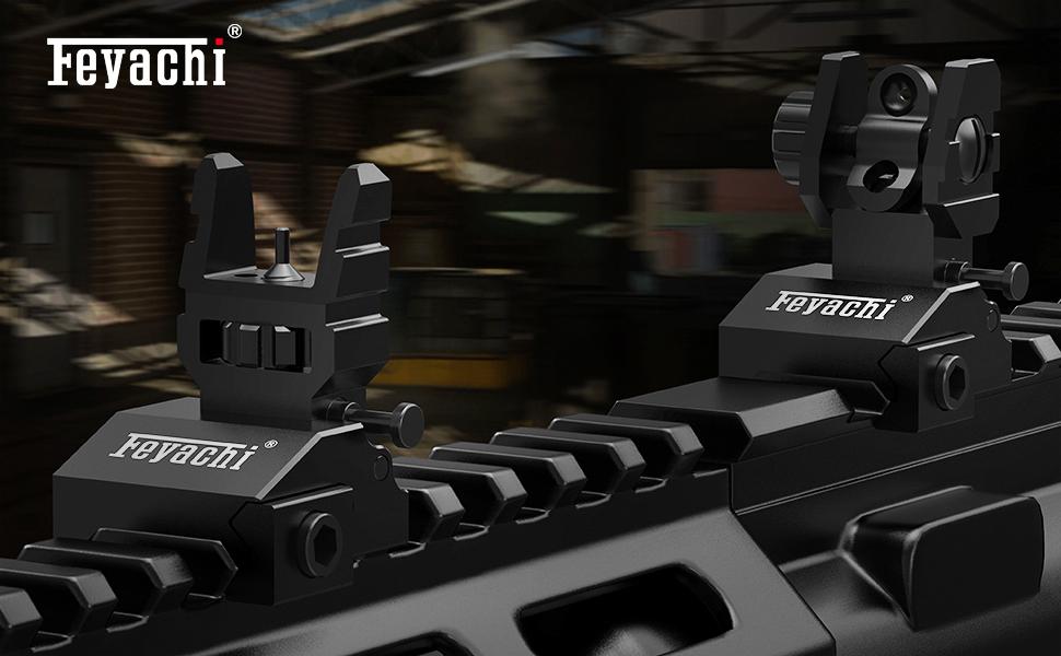 Feyachi IS17 Flip Up Sights Front and Rear Iron Sites ( Tool Free Adjustment ),Backup Sight Set