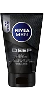 nivea men deep face & beard wash