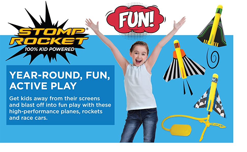 stomprocket blast off shoots to 100 feet year round active play outdoor indoor STEM fun kid powered