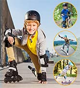 Ledivo Kids Bike Helmet, Youth Toddler Helmets Adjustable for 3-8 Years Boys Girls, Knee Pads Elb...