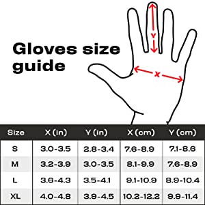 NoCry Cut Resistant Gloves measurement chart