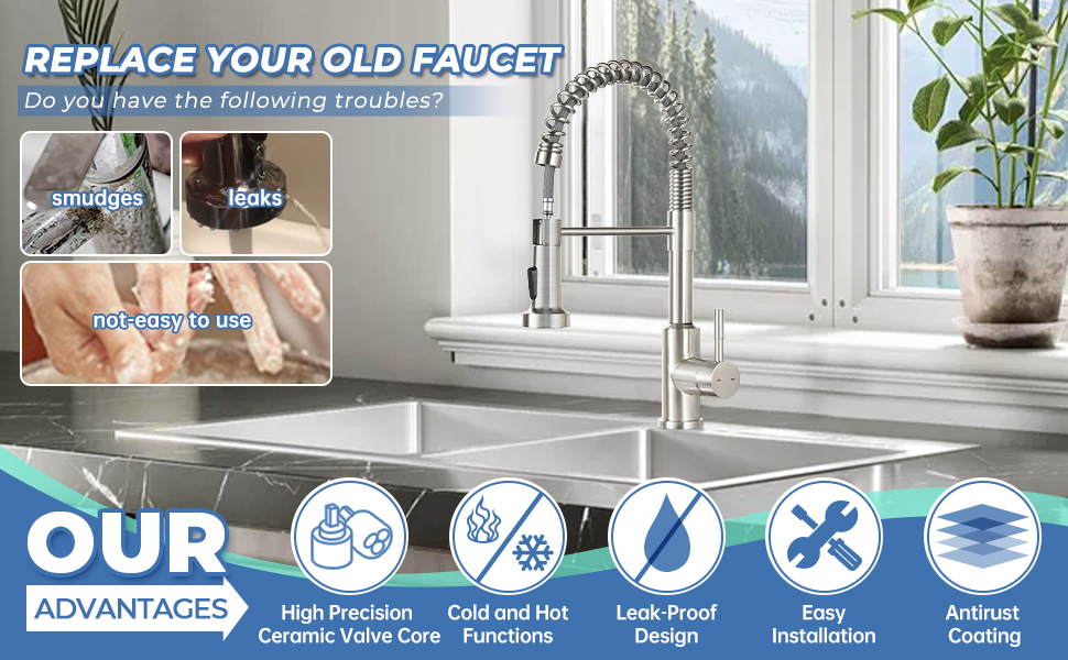 kitchen faucets with pull down sprayer