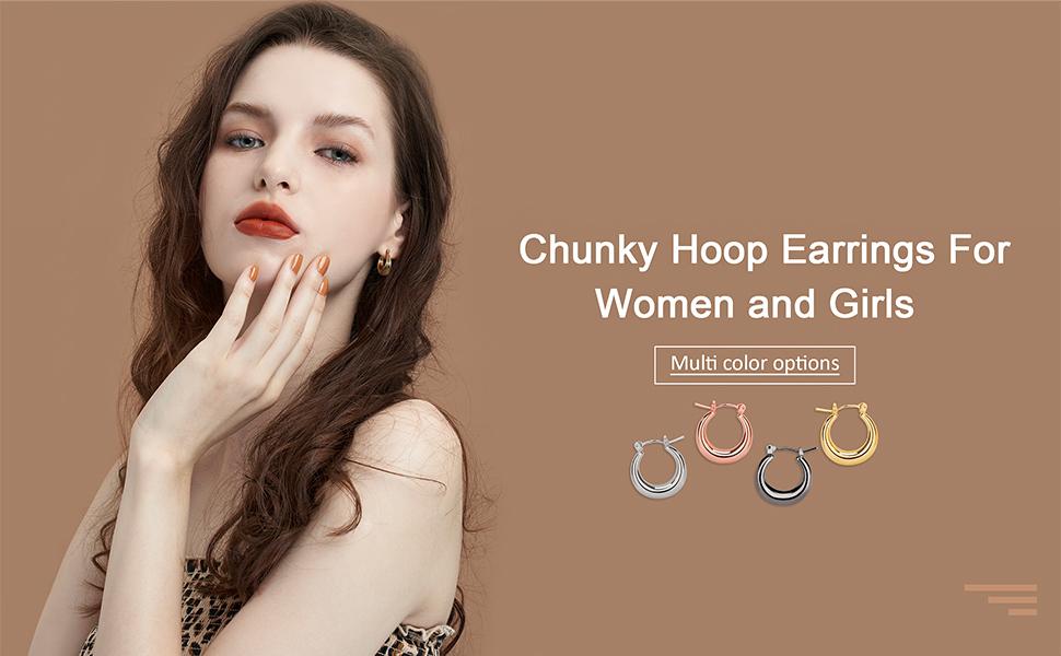 chunky gold hoop earrings for women