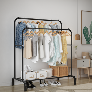 Garment rack in the room