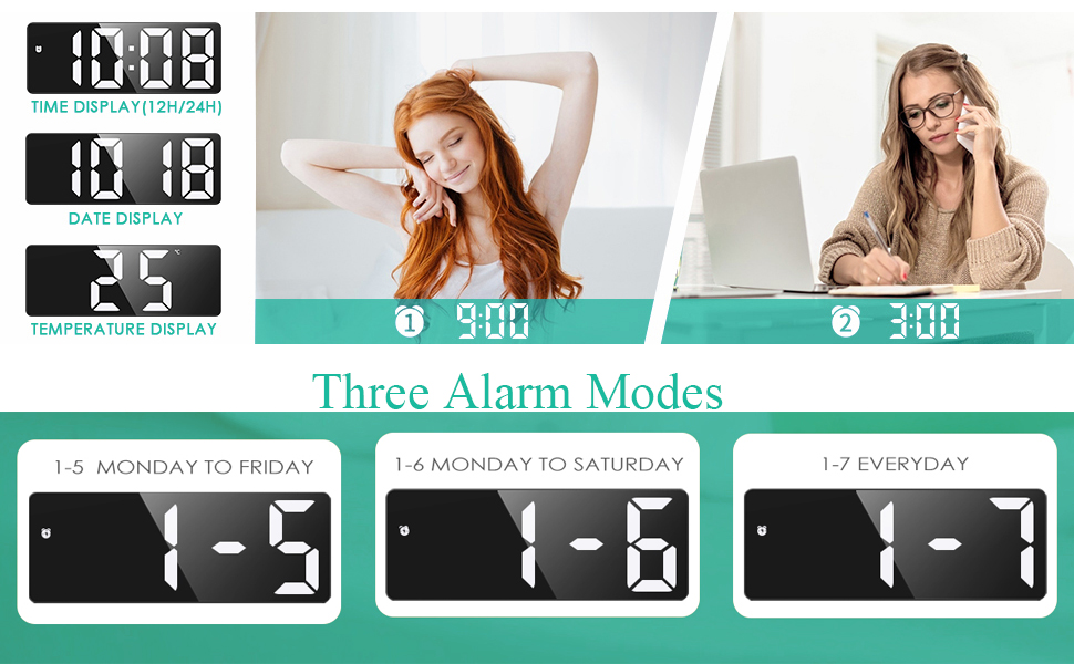 igital Alarm Clock, Small Desk Clock, Led Alarm Clock with USB Port