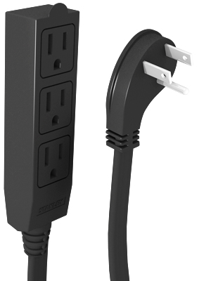 Cordmax 9 Office flat plug 9 ft nine feet 3 grounded outlets indoor cord perfect for the office home