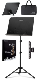 CAHAYA sheet music stand folding with carry bag adjustable book plates tray