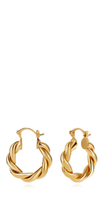 twisted hoop earrings for women