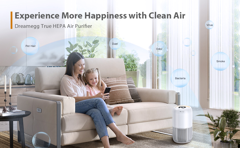 Dreamegg True HEPA Air Purifiers for bedroom home babies pets